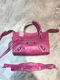 2020 Balenciaga original aged calfskin mini city bag 300295 rose red