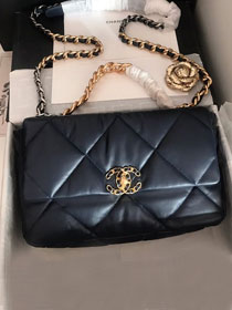 2020 CC original lambskin 19 large flap bag AS1161 navy blue