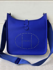 Hermes original epsom leather evelyne pm shoulder bag E29-2 electric blue