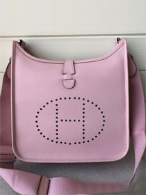 Hermes original epsom leather evelyne pm shoulder bag E29-2 pink