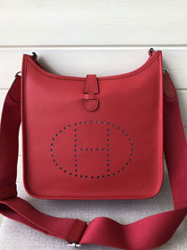 Hermes original epsom leather evelyne pm shoulder bag E29-2 red