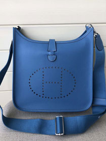 Hermes original epsom leather evelyne pm shoulder bag E29-2 royal blue