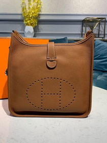 Hermes original togo leather evelyne pm shoulder bag E29 caramel