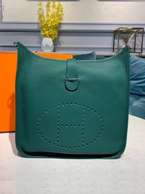 Hermes original togo leather evelyne pm shoulder bag E29 dark green