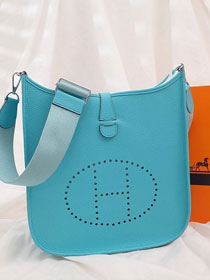 Hermes original togo leather evelyne pm shoulder bag E29 sky blue