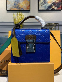 louis vuitton original vernis leather spring street bag m90374 blue