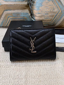 YSL original grained calfskin wallet 575974 black