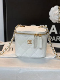 2020 CC original grained calfskin small box with chain AP1447 white