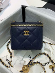 2020 CC original lambskin small box with chain AP1447 navy bue