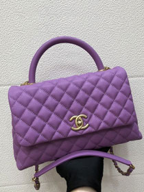 CC original grained calfskin large coco handle bag A92991 purple