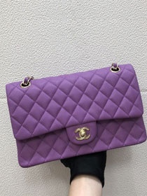 CC original grained calfskin large flap bag A58600 purple