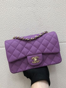 CC original grained calfskin medium flap bag A01112 purple