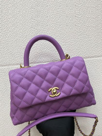 CC original grained calfskin small coco handle bag A92990 purple