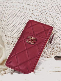 CC original lambskin 19 phone&card holder AP1182 wine red