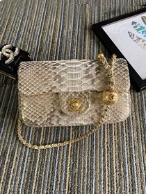 CC original python leather flap bag AS1787 apricot