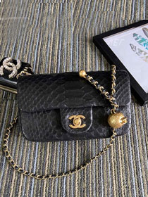 CC original python leather flap bag AS1787 black