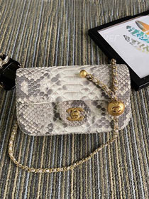 CC original python leather flap bag AS1787 white