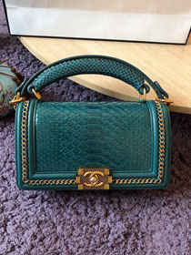 CC original python leather medium boy handbag A94804 turquoise