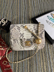 CC original python leather small flap bag AS1786 white