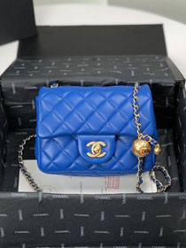 2020 CC original lambskin small flap bag AS1786 blue