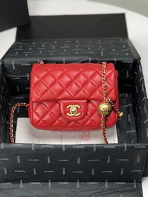 2020 CC original lambskin small flap bag AS1786 red