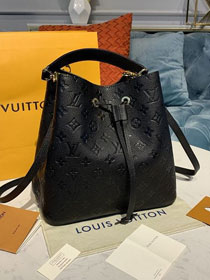 louis vuitton original monogram cafskin neonoe bucket bag mm M45256 black