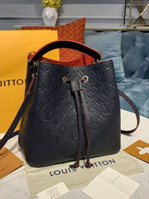 louis vuitton original monogram cafskin neonoe bucket bag mm M45306 navy blue