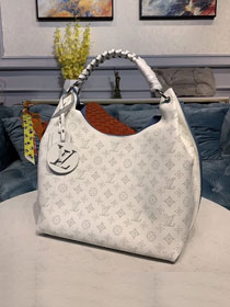 Louis vuitton original mahina leather carmel hobo bag M53188 white