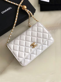 2020 CC original lambskin wallet on chain AP1450 white