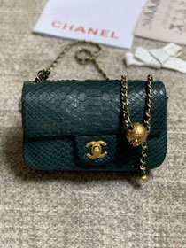 CC original python leather flap bag AS1787 green