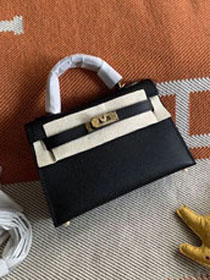 Hermes original epsom leather mini kelly 19 bag K0019 black