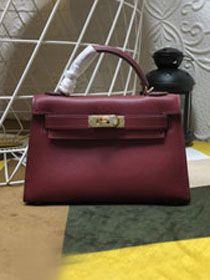 Hermes original epsom leather mini kelly 19 bag K0019 bordeaux