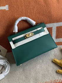 Hermes original epsom leather mini kelly 19 bag K0019 emerald