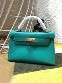 Hermes original epsom leather mini kelly 19 bag K0019 malachite green