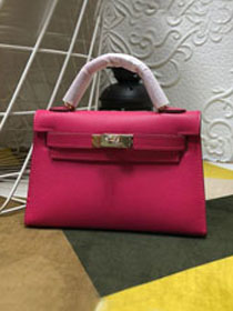 Hermes original epsom leather mini kelly 19 bag K0019 rose red