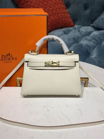 Hermes handmade original epsom leather mini kelly 19 bag H0190 white