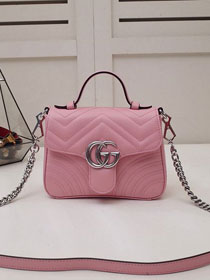 GG marmont original calfskin mini top handle bag 547260 pink