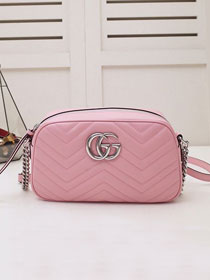 GG original calfskin marmont small shoulder bag 447632 pink