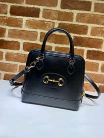 GG original calfskin horsebit 1955 small top handle bag 621220 black