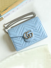 GG margaret original calfskin mini chain bag 474575 light blue