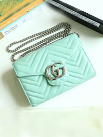 GG margaret original calfskin mini chain bag 474575 pastel green