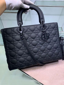 Dior original lambskin large lady dior ultra-matte bag M0566 black