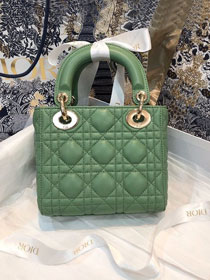 Dior original lambskin mini lady dior bag M0505 avocado green