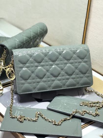 Lady dior original patent calfskin clutch S0204 light green