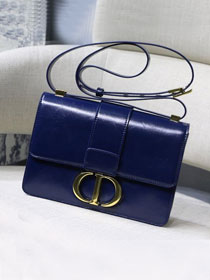 Dior original smooth calfskin 30 montaigne flap bag M9203 blue