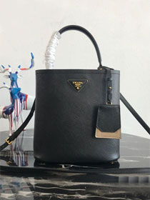 Prada original saffiano leather medium panier bag 1BA212 black