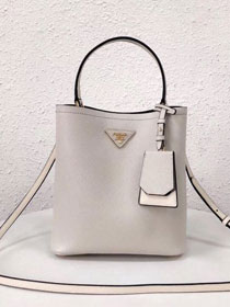 Prada original saffiano leather medium panier bag 1BA212 white