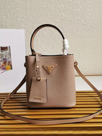 Prada original saffiano leather small panier bag 1BA217 apricot