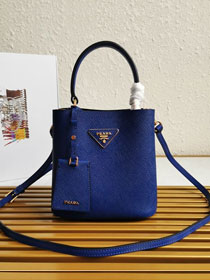 Prada original saffiano leather small panier bag 1BA217 blue