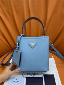 Prada original saffiano leather small panier bag 1BA217 sky blue